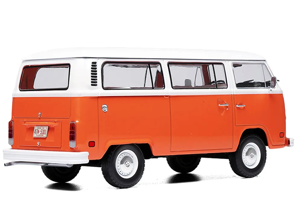 1974 Volkswagen T2 Bus Orange and White 1/24 Diecast Model by IXO Models