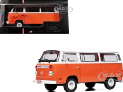 1974 Volkswagen T2 Bus Orange and White 1/24 Diecast Model by IXO Models