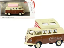 Volkswagen T1 Camper Bus Pop-Top Roof Brown Cream 1/64 Diecast Model Schuco 452026600