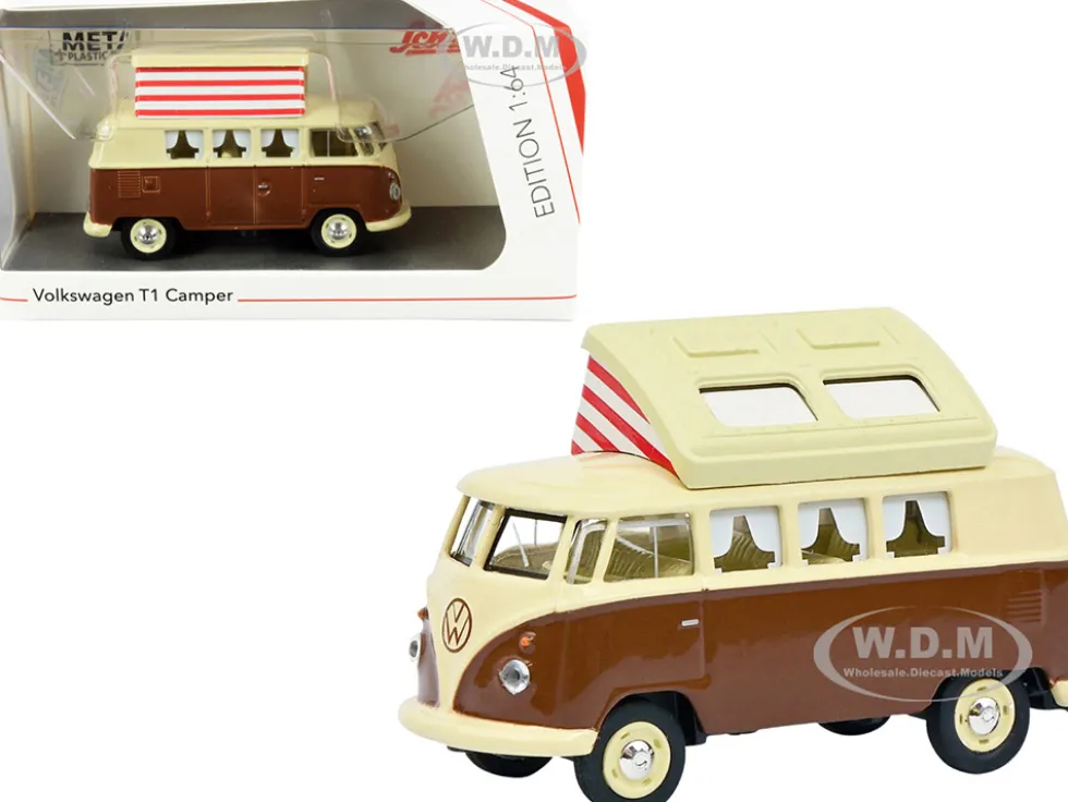 Volkswagen T1 Camper Bus Pop-Top Roof Brown Cream 1/64 Diecast Model Schuco 452026600