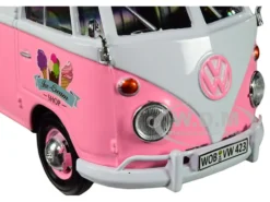 Volkswagen T1 Delivery Van Ice-Cream Trailer Pink White Ice-Cream Shop 1/24 Diecast Model Car Motormax 79672