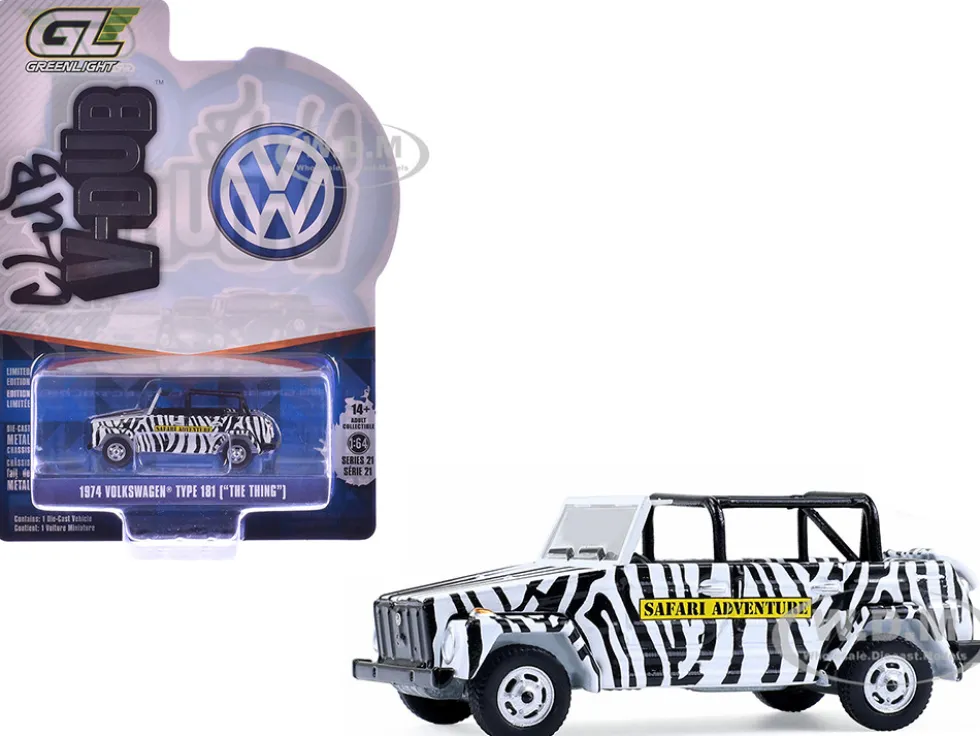 1974 Volkswagen Thing (Type 181) "Safari Adventure" Black and White Zebra Stripes "Club Vee-Dub" Series 21 1/64 Diecast Model Car by Greenlight