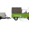 Volkswagen T1 Pickup Canopy Green White Trailer Road Service 1/24 Diecast Model Car Motormax 79676