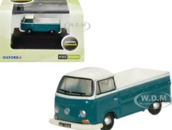 Volkswagen T2 Pickup Truck Emerald Green and Arkona White 1/148 (N) Scale Diecast Model Car by Oxford Diecast
