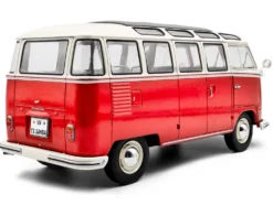 1962 Volkswagen T1 Samba Bus Red and White 1/18 Diecast Model Car by Solido