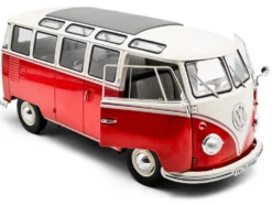 1962 Volkswagen T1 Samba Bus Red and White 1/18 Diecast Model Car by Solido