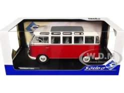 1962 Volkswagen T1 Samba Bus Red and White 1/18 Diecast Model Car by Solido