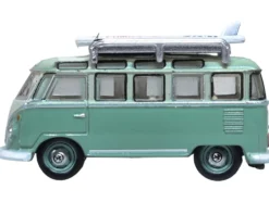 Volkswagen T1 Samba Bus RHD (Right Hand Drive) Green Two-Tone with Surfboards on Roof Rack 1/148 (N) Scale Diecast Model Car by Oxford Diecast