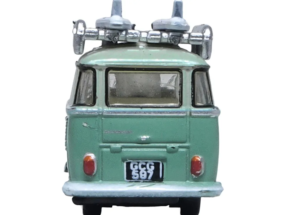 Volkswagen T1 Samba Bus RHD (Right Hand Drive) Green Two-Tone with Surfboards on Roof Rack 1/148 (N) Scale Diecast Model Car by Oxford Diecast