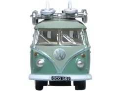Volkswagen T1 Samba Bus RHD (Right Hand Drive) Green Two-Tone with Surfboards on Roof Rack 1/148 (N) Scale Diecast Model Car by Oxford Diecast