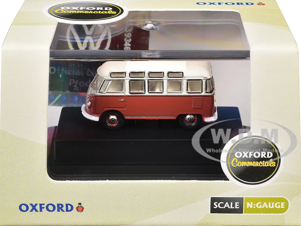 Volkswagen T1 Samba Bus Sealing Wax Red and Gray 1/148 (N) Scale Diecast Model Car by Oxford Diecast