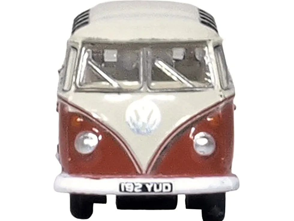 Volkswagen T1 Samba Bus Sealing Wax Red and Gray 1/148 (N) Scale Diecast Model Car by Oxford Diecast