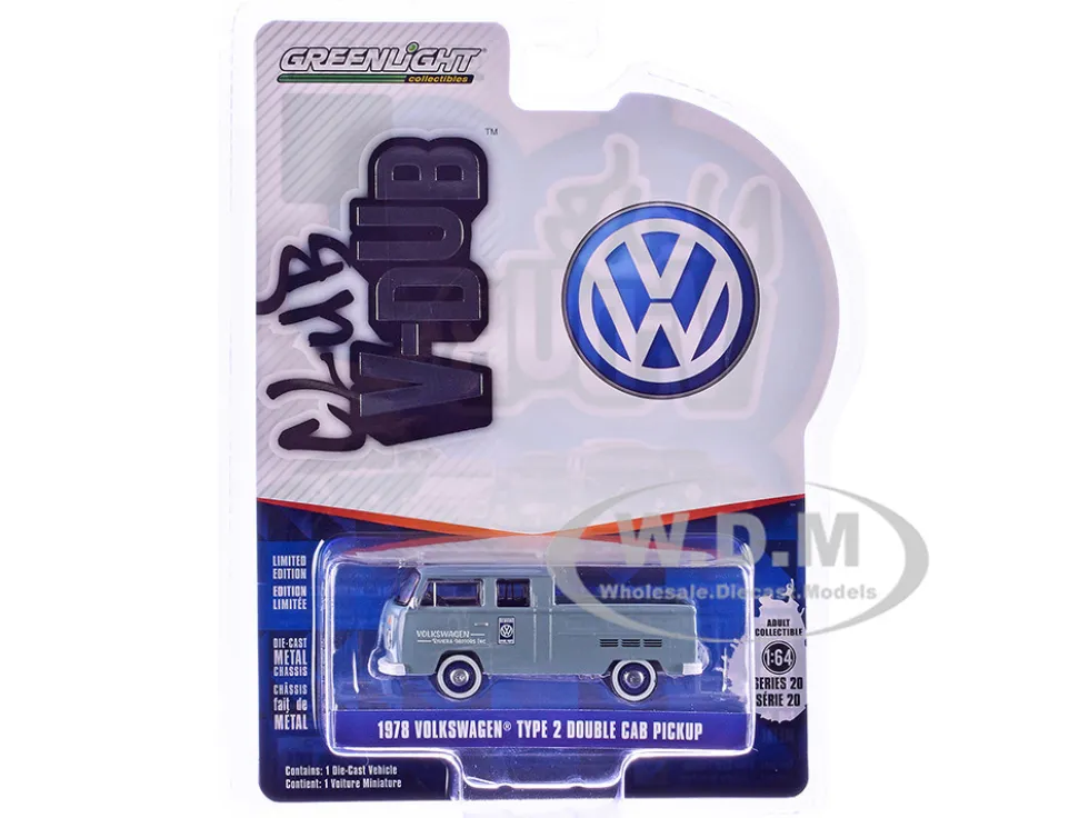 1978 Volkswagen Type 2 Double Cab Pickup Truck "Volkswagen Service" Gray "Club Vee-Dub" Series 20 1/64 Diecast Model Car by Greenlight