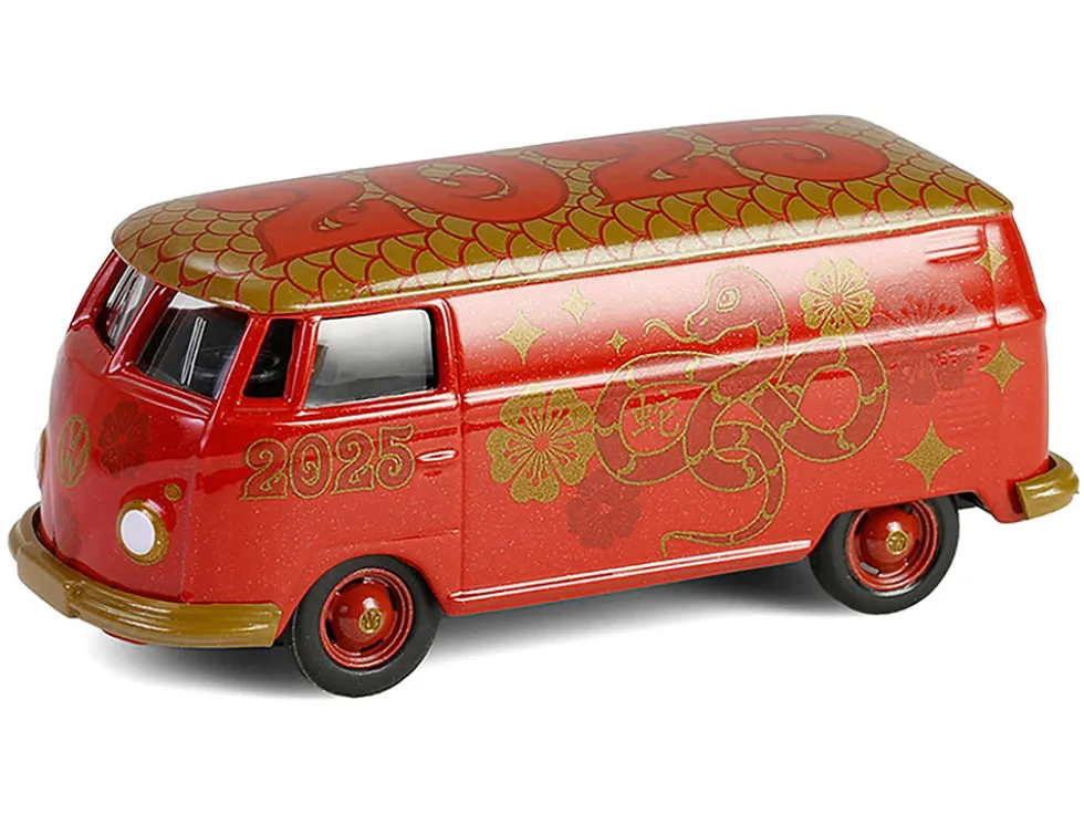 Volkswagen Type 2 Panel Van "Chinese Zodiac 2025 Year of the Snake" Red with Graphics "Hobby Exclusive" Series 1/64 Diecast Model Car by Greenlight