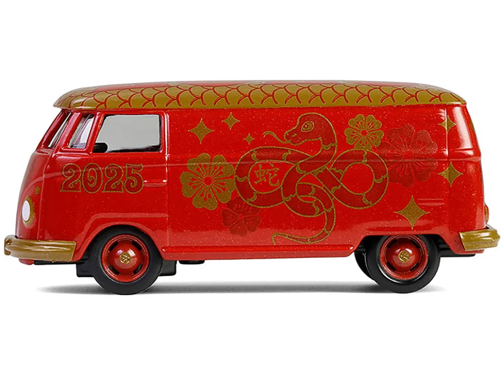Volkswagen Type 2 Panel Van "Chinese Zodiac 2025 Year of the Snake" Red with Graphics "Hobby Exclusive" Series 1/64 Diecast Model Car by Greenlight
