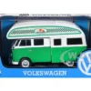 Volkswagen Type 2 T1 Camper Van Green White Outdoor Camping Explore the Forest 1/24 Diecast Model Car Motormax 79592