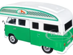 Volkswagen Type 2 T1 Camper Van Green White Outdoor Camping Explore the Forest 1/24 Diecast Model Car Motormax 79592