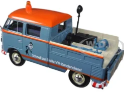 Volkswagen Type 2 (T1) Delivery Pickup Truck Blue/Orange "Kundendienst" 1/24 Diecast Model Car Motormax 79555