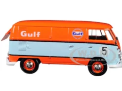 Volkswagen Type 2 T1 Delivery Van #5 Gulf Orange Light Blue 1/24 Diecast Model Car Motormax 79649