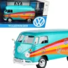 Volkswagen Type 2 T1 Delivery Van Peace Turquoise Metallic 1/24 Diecast Model Car Motormax 79583