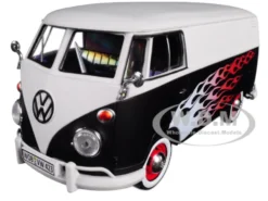 Volkswagen Type 2 T1 Delivery Van with Flames 1/24 Diecast Car Model Motormax 79566