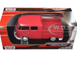 Volkswagen Type 2 (T1) Double Cab Pickup Truck Wax Red 1/24 Diecast Model Car Motormax 79343