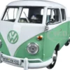 Volkswagen Type 2 (T1) Double Cab Pickup Truck White and Green 1/24 Diecast Model Car Motormax 79343