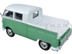 Volkswagen Type 2 (T1) Double Cab Pickup Truck White and Green 1/24 Diecast Model Car Motormax 79343