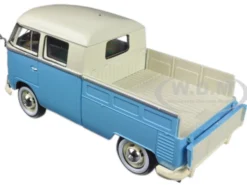 Volkswagen Type 2 (T1) Double Cab Pickup Truck Blue/Cream 1/24 Diecast Model Car Motormax 79343