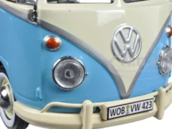 Volkswagen Type 2 (T1) Double Cab Pickup Truck Blue/Cream 1/24 Diecast Model Car Motormax 79343
