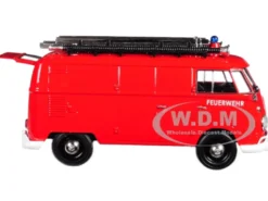 Volkswagen Type 2 T1 Fire Van Red 1/24 Diecast Model Car Motormax 79564