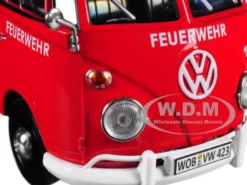 Volkswagen Type 2 T1 Fire Van Red 1/24 Diecast Model Car Motormax 79564