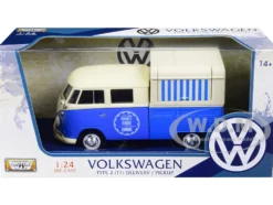 Volkswagen Type 2 T1 Pickup Food Truck Cream Blue 1/24 Diecast Model Car Motormax 79576