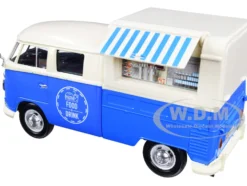 Volkswagen Type 2 T1 Pickup Food Truck Cream Blue 1/24 Diecast Model Car Motormax 79576
