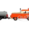 Volkswagen Type 2 T1 Pickup Truck Orange Cream Oil Trailer Road Service 1/24 Diecast Model Car Motormax 79674