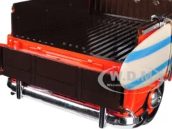 Volkswagen Type 2 T1 Pickup with Surfboard Brown Orange 1/24 Diecast Model Car Motormax 79560