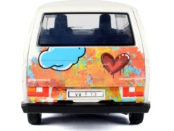 Volkswagen Type 2 (T3) Van White Metallic with Graffiti Graphics 1/24 Diecast Model Car by Motormax
