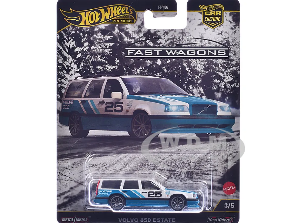 Volvo 850 Estate Wagon #25 Blue and White "Fast Wagons" Series Diecast Model Car by Hot Wheels
