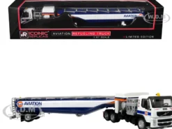 Volvo FM500 with Esterer Aviation Refueling Tanker Truck "Gulf Aviation" White with Blue Stripes Limited Edition 1/87 (HO) Diecast Model by Iconic Replicas
