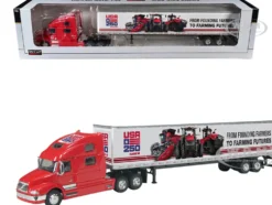 Volvo 770 Sleeper Cab with Trailer "Case IH - USA 250 Years" Red 1/64 Diecast Model by SpecCast