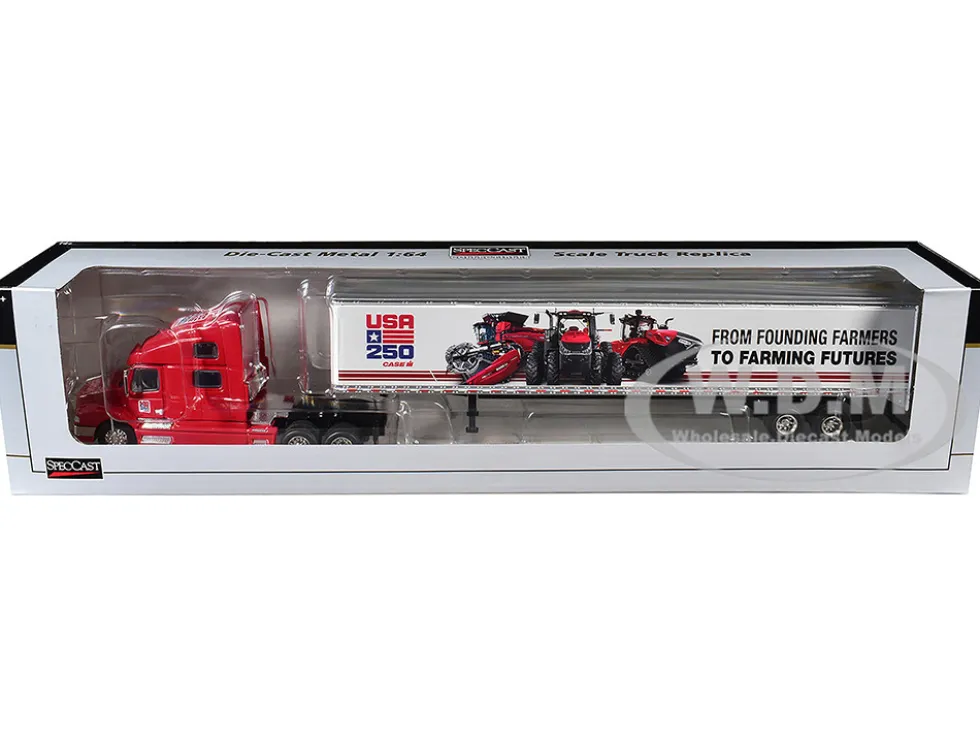 Volvo 770 Sleeper Cab with Trailer "Case IH - USA 250 Years" Red 1/64 Diecast Model by SpecCast