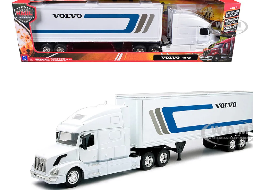 Volvo VN-780 Truck with Dry Van Trailer White "Long Haul Truckers" Series 1/32 Diecast Model by New Ray