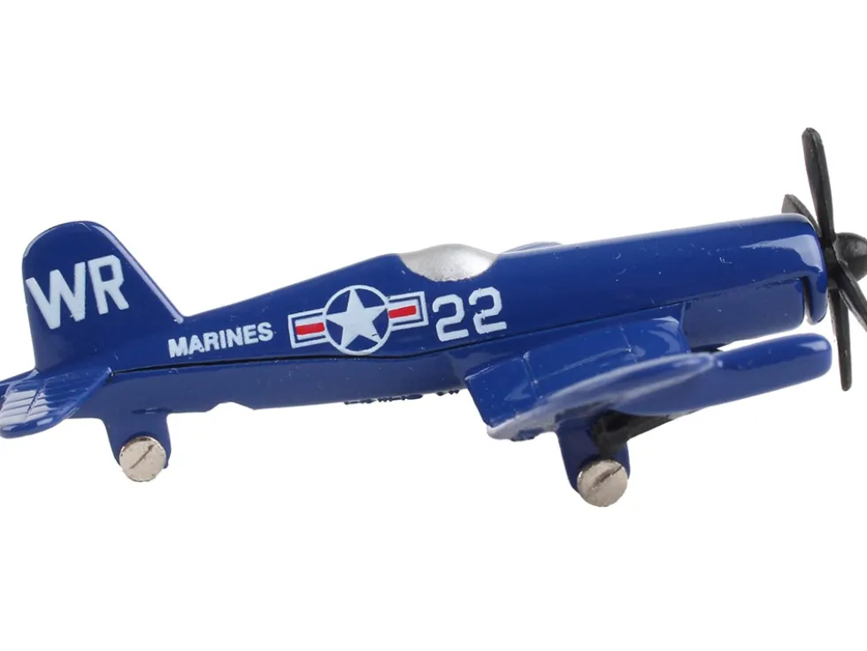 Vought F4U Corsair Fighter Aircraft Blue United States Marine Corps with Runway Section Diecast Model Airplane Runway24 RW150