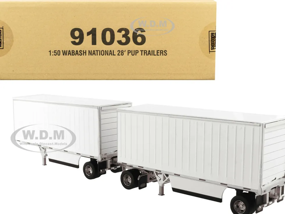 Wabash National 28' Double Pup Trailers White Transport Series 1/50 Diecast Model Diecast Masters 91036