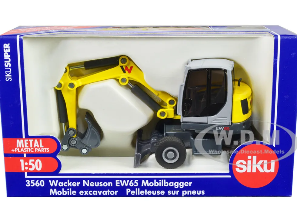 Wacker Neuson EW65 Mobile Excavator Yellow and Gray 1/50 Diecast Model Siku 3560