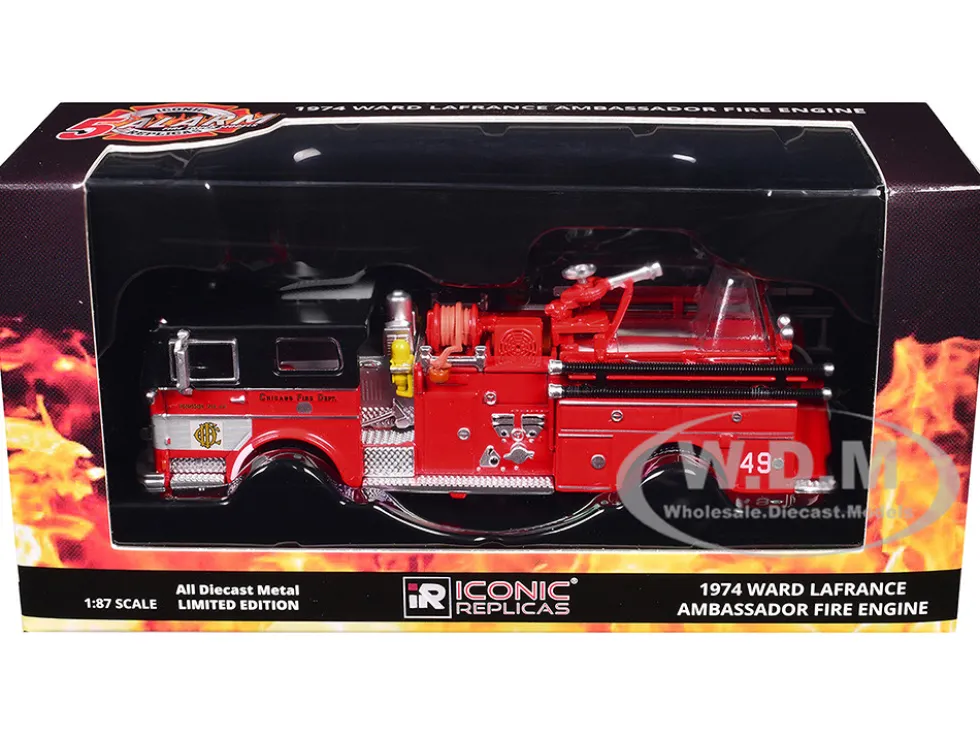1974 Ward LaFrance Fire Engine "Chicago Fire Department - Engine 49" Red with Black Top "5 Alarm" Series Limited Edition 1/87 (HO) Diecast Model by Iconic Replicas