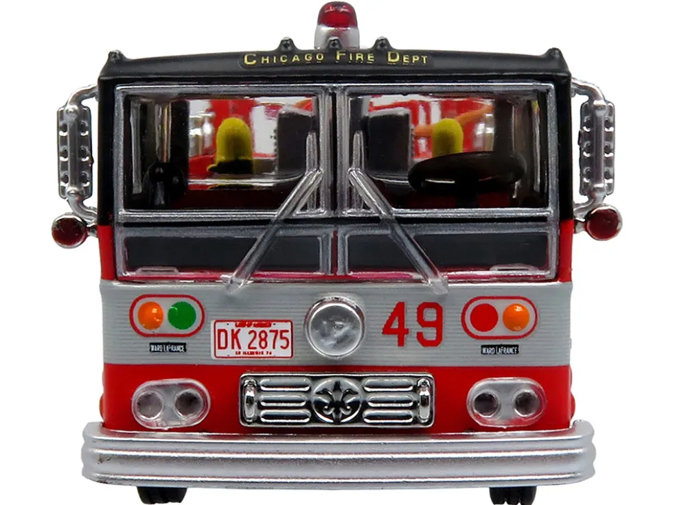 1974 Ward LaFrance Fire Engine "Chicago Fire Department - Engine 49" Red with Black Top "5 Alarm" Series Limited Edition 1/87 (HO) Diecast Model by Iconic Replicas