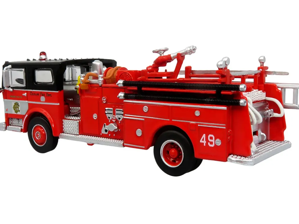 1974 Ward LaFrance Fire Engine "Chicago Fire Department - Engine 49" Red with Black Top "5 Alarm" Series Limited Edition 1/87 (HO) Diecast Model by Iconic Replicas