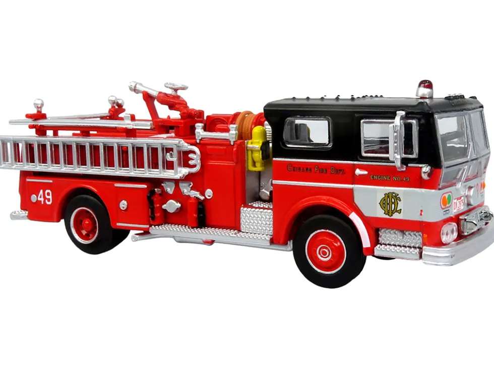 1974 Ward LaFrance Fire Engine "Chicago Fire Department - Engine 49" Red with Black Top "5 Alarm" Series Limited Edition 1/87 (HO) Diecast Model by Iconic Replicas