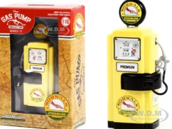 1948 Wayne 100-A Gas Pump Norwalk Gasoline Yellow Black Vintage Gas Pumps Series 11 1/18 Diecast Model Greenlight 14110A
